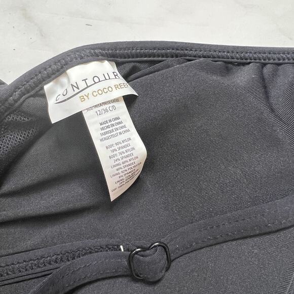 Contours Coco Reef Black Mesh One Piece Swimsuit Size 12 36 C/D Underwire New - Picture 7 of 9